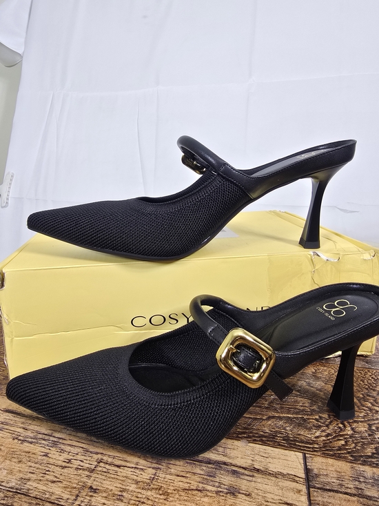 Cosy Island Shoes - Cosy Island Gracelithe Black Pointed Knit Mules with Gold Buckle Size 7